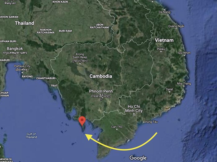 Phu Quoc, Vietnam's biggest island, is southwest of Vietnam. Google Maps