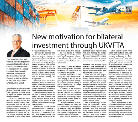 New motivation for bilateral investment through UKVFTA